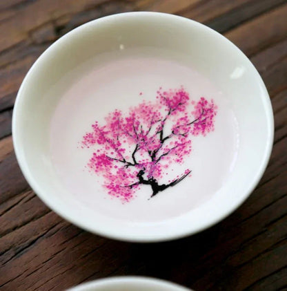 Japanese Magic Sakura Cup Cold Temperature Color Changing Flower display Sake Cup Ceramic Kung fu Tea Cup Tea Bowl