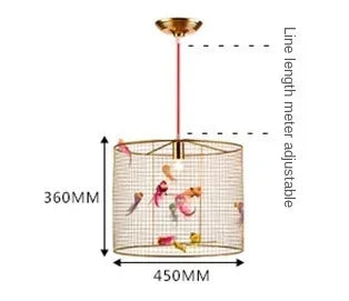 Nordic Creative Clothing Store Display Window Birdcage Chandelier  Restaurant Table Pendant Lamp Artistic Decor Light