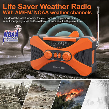 Camping Survival Radio Dual Speaker Genopladelig vejrradio til bolig udendørs