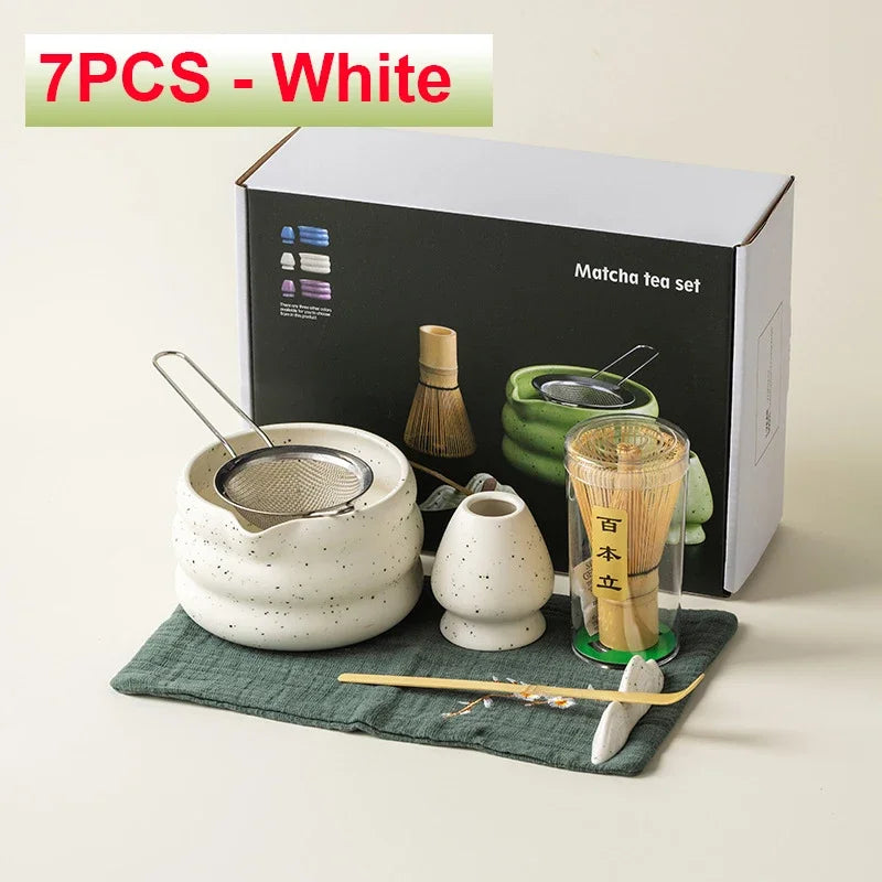 4/6PCS 7pcs Matcha White Tea Whisk Teaware Japanese Ceremony Bamboo Chasen Tea Tool Tea Brush Exquisite Matcha Kit for Teaset