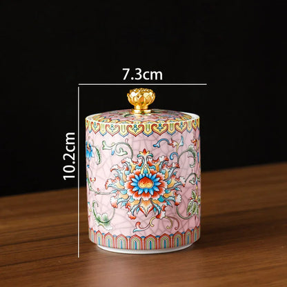 European Ceramic Storage Jar Enamel Decorative Kitchen Cereal Dispenser Coffee Table Desktop Tea Canister Living Room Candy Jars