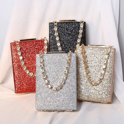 Xiyuan dámské kovové tašky lesklé diamanty spojky kabelka