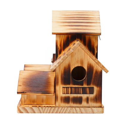 Drewniany domek ptaków klatka karmiona gniazdo ogrodu Dekoracja Birdhouse Odeporacja ogrodzenia podwórka wisiorek s3q9