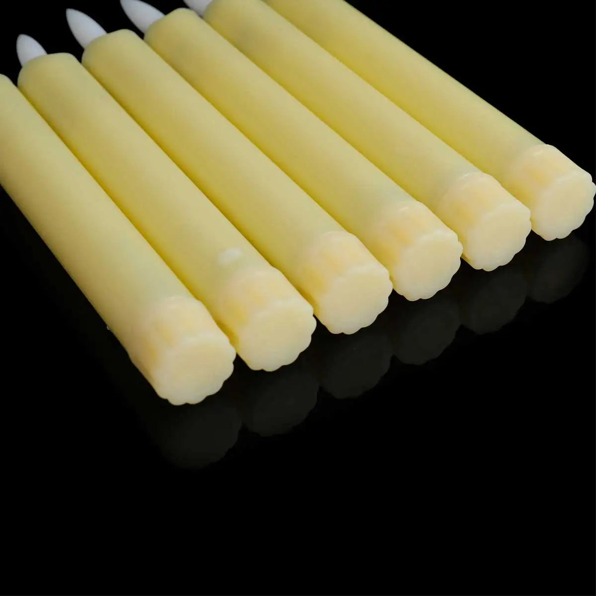 Pack of 2 Black Flameless 6.5 inch/16.5 cm Short LED Taper Candles For Halloween,Battery Operated Powered White/Beige LED Candle