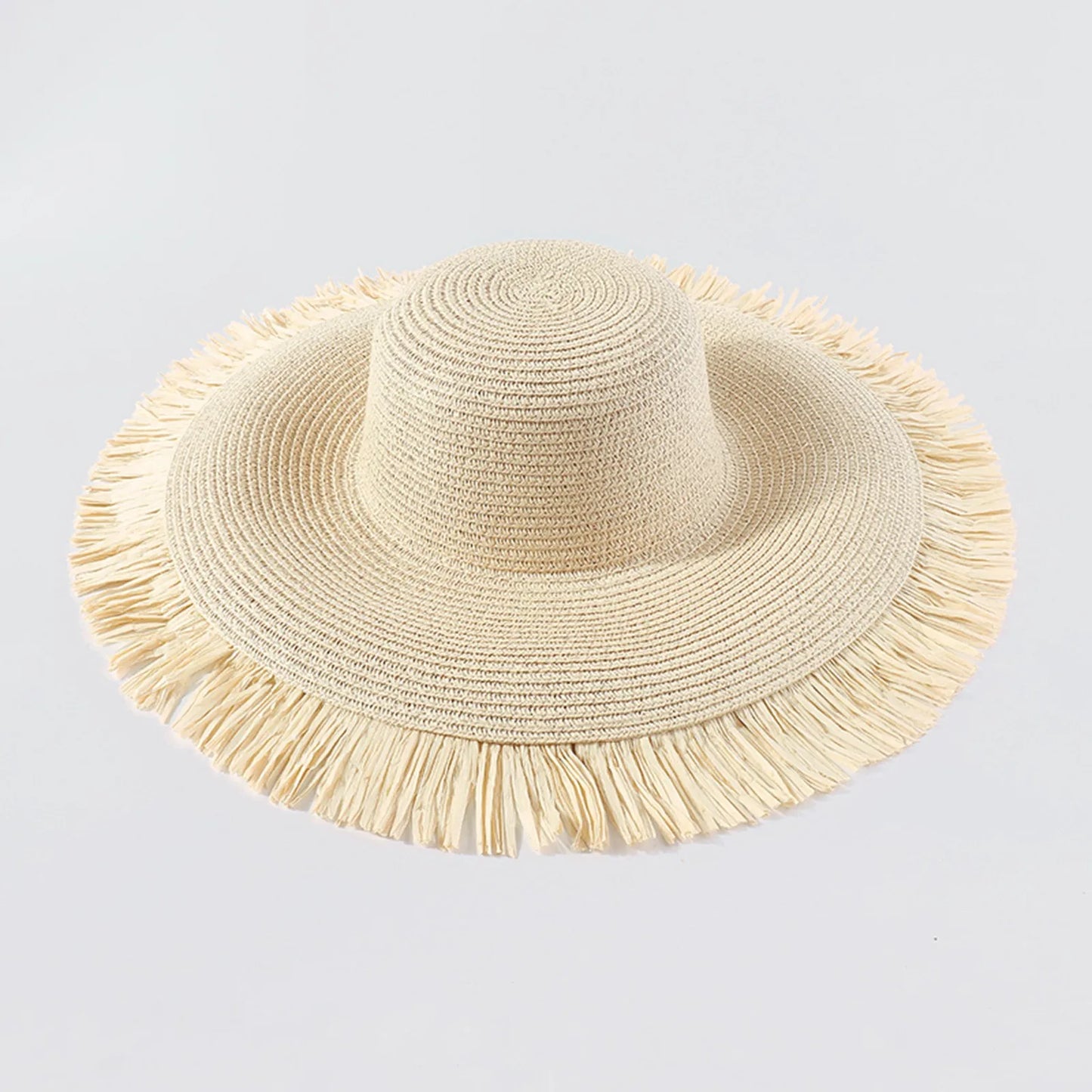 Fashion féminine bohème d'été extérieur grand bord du soleil chapeau de soleil décontracté chapeau plage de plage paille