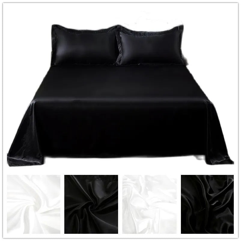 Bonenjoy 1 PC Solhe para o verão Gelo Cool Terp Top Leits Cetin Sheet liso lençol plano para roupas de cama de casal (sem fronha)