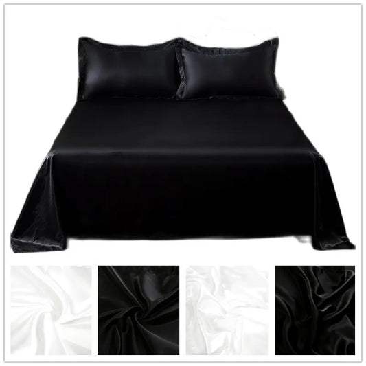 Bonenjoy 1 szur arkusz łóżka do letniego lodu fajne tkaniny tkaniny satynowe gładkie płaskie arkusz łóżka do podwójnego pościeli (bez poduszki)