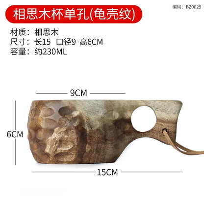 Natural Solid Wood Finnish Cup Outdoor Camping Mug Natural Acacia Wooden Tea Cup Milk Tea Wine Cup Portable Anti Scalding