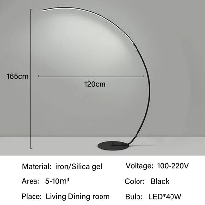 SANDYHA Nordic LED Floor Lamps for Living Room Half Moon Arc Design Light Fixture Bedroom Bedside Table Lighting Home Decoration