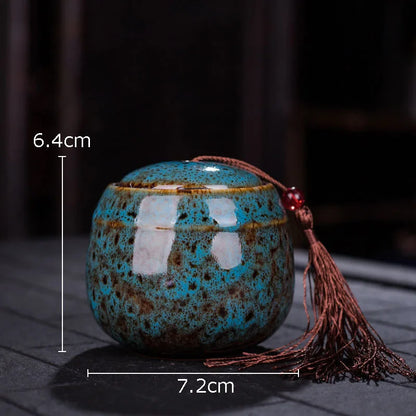 Painted Tea Canister Tassel Sealed Ceramic Storage Jar with Lids Porcelain Coffee Container Desk Decoration Tea Cans Candy Pots