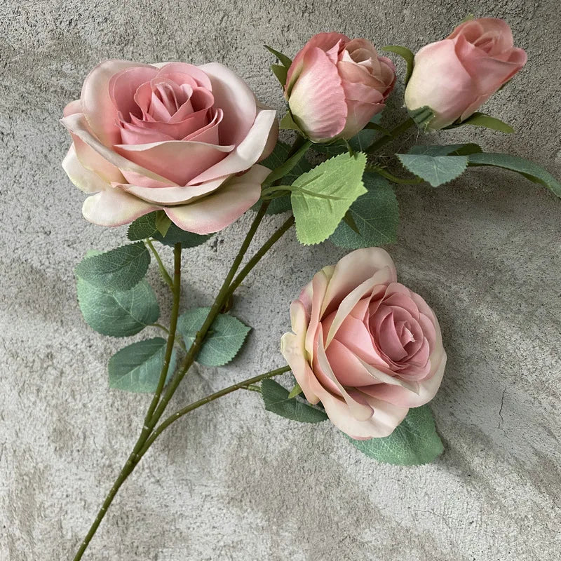 Dekor za vjenčanje ruža prašnjavo ružičasta rumenila gola lagana kava riža bijela umjetna ruža cvjetni red cestovni vodič cvijeće s dropshipping
