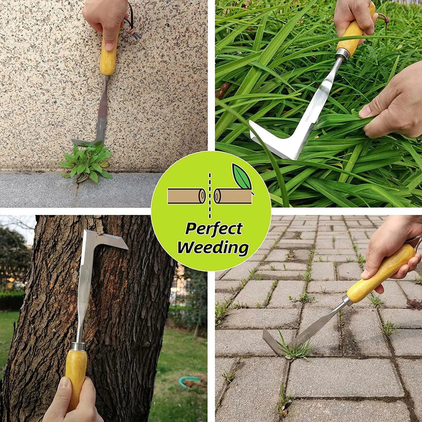 L -formet håndvirkning Weeder Root Remover Tool Outdoor Weeder Portable Weed Tuller håndtert opp manuell rustfritt stål hageverktøy