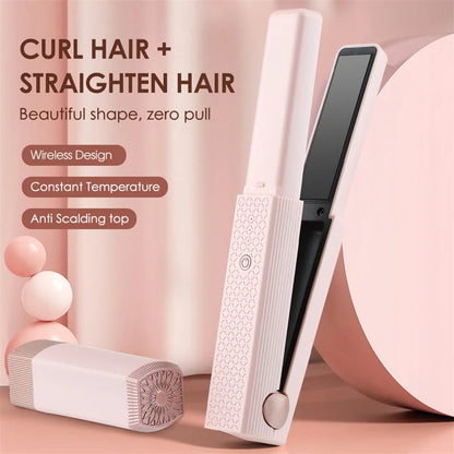 USB Charges Hair lisseur et curler Salon Mini Fer Fer Hair Sdrening Outils de style Wireless Curling Fer Wand