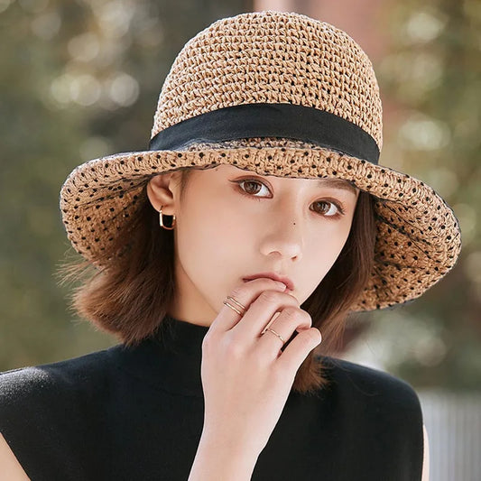 Cappello da sole per donne cappelli da spiaggia Donne Summer Nuovo dot in pizzo Curso di carta cucito Sombrero Busine del sole traspirante per la protezione del sole