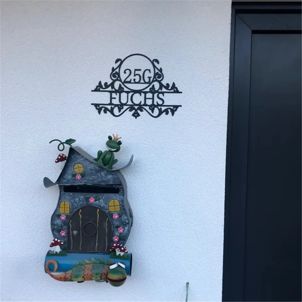 Sinal de endereço de metal personalizado para casa número personalizado Endereço de rua Placa Placa ao ar livre cabide de parede Arte Sinais de porta da frente