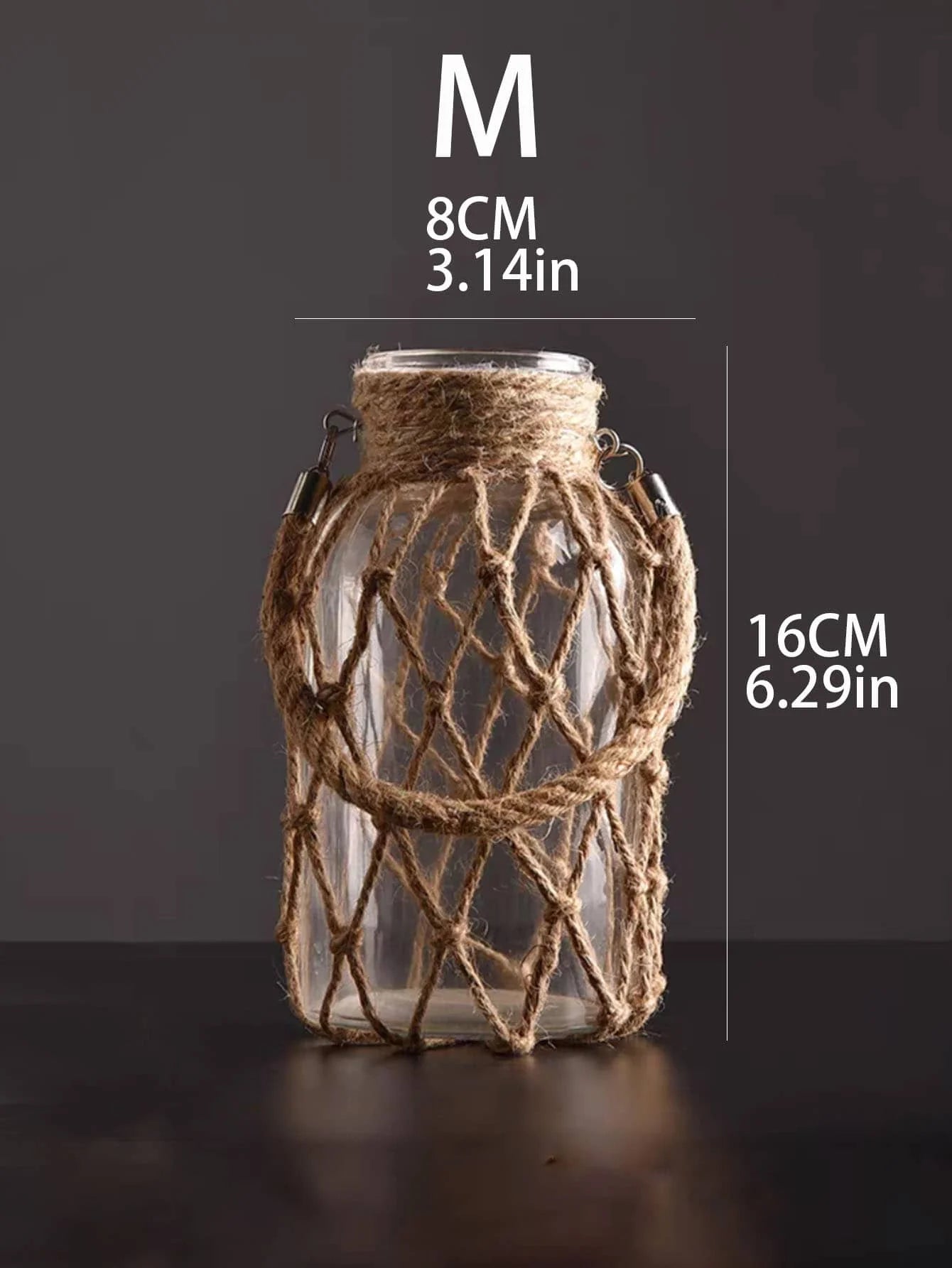 Hand Woven Hemp Rope Glass Vase Dry Flower Decor Art Glass Vase Nordic Living Room Table Decoration Bedroom Boho Home Decoration