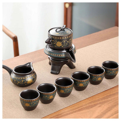 Chinese Tea Set Ceramic Kungfu Tea Set With Pattern Tea Pot And Cup Kit Multifunctional Travel Teapot Gift For Friends Family