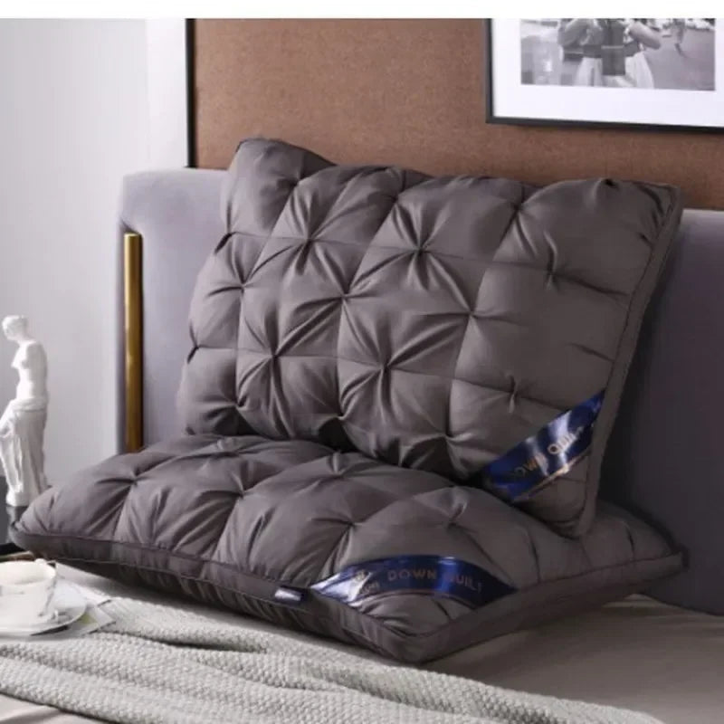 Panno 3D di lusso Down e cuscini da letto piuma per letti per letto a letto al 100% di cotone di cotone con ripieno naturale supporto morbido