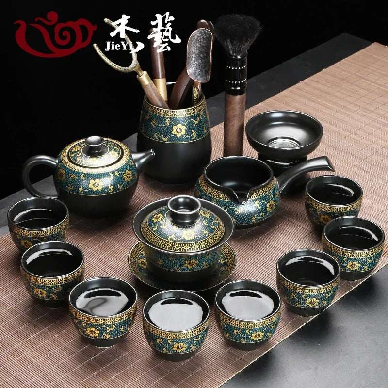 Upscale Tea Sets Ceramic Kung Fu Teaset Teacup Porcelain Service Gaiwan Tea Cups Mug of Tea Ceremony Teapot