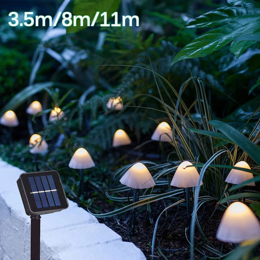 10-30 LED אורות מיתרים סולאריים נתיב פיות נוף נוף פטריות מנורה חיצונית גן חג המולד פטיו גרלנד קישוט