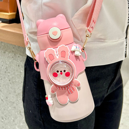 520ML Kids Stainless Steel Thermos Cup Children's Hot Water Cup Portable Thermos Bottle Cartoon Thermos Bottle Insulation Cup