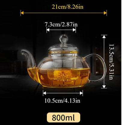 400ml/1000ml Heat-resistant Glass Tea Pot Flower Kettle Kung Fu Teawear Set Tea Strainer Infuser Puer Oolong Barley Pot Teaware