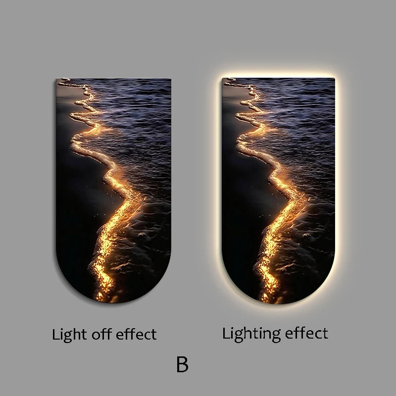 Ocean Wave Entrance Entrance Decoration Painting Led Home Interior Decoration Tableau Decoration Mural Wall Lamp Led Lights