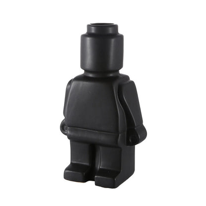 Minifigure Building Blocks Resin Robot Flower Vase Home Decoration Modern Home Interior Office Desk Decoration Pendants ваза 화병