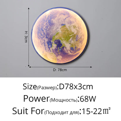 Nordic modern creative moon Earth LED wall lamp living room, bedroom study dining room decorative wall lamp/ceiling light