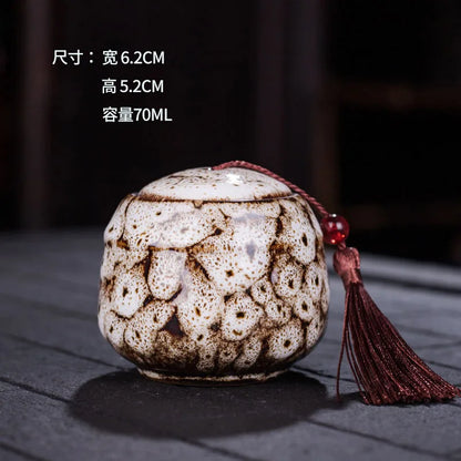Ceramic tea can, small size, portable, kiln sealed can, household tea storage tank, powder medicine can tea tin Coffee can