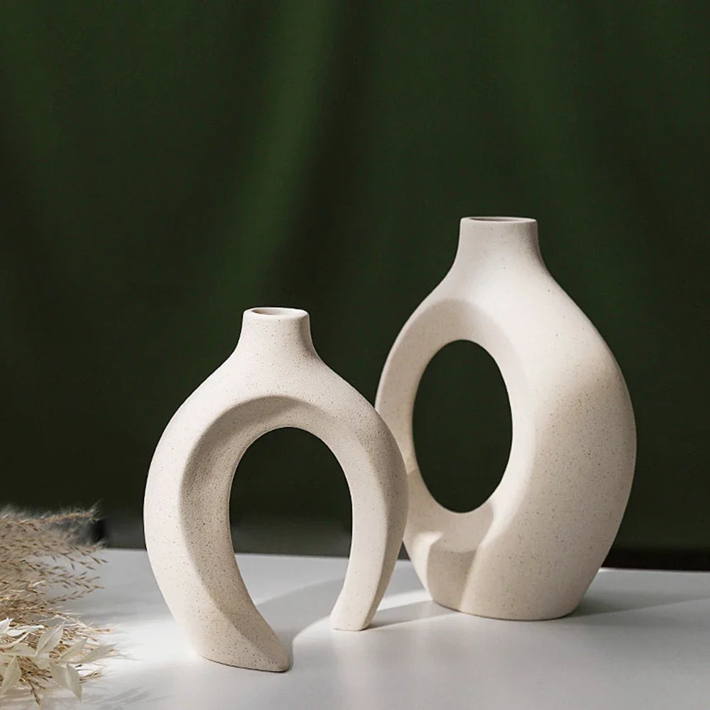 Decorative Ceramic Vase for Home Decoration, Nordic Flower Vase, House Decor, Office Room, Bookshelf Vases, Luxury