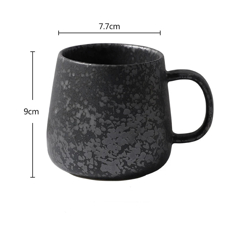 380ml Japanese Retro Style Coffee Mug With Handle Ceramic Breakfast Oats Milk Cups Home Teacup Water Mug With Lid And Spoon Gift