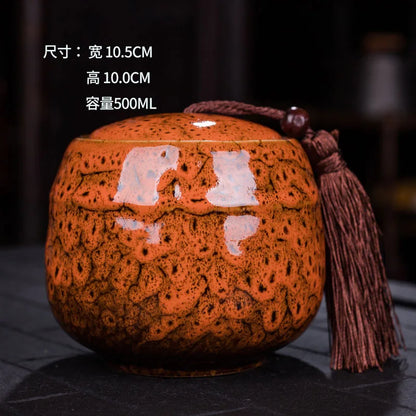 Ceramic tea can, small size, portable, kiln sealed can, household tea storage tank, powder medicine can tea tin Coffee can