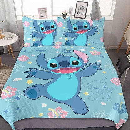 Cute Stitch Cartoon shtrati i shtratit për fëmijë për fëmijë vajzat anime jorgan të vendosur carte karikaturë duvet mbulesë 1 mbulesë duvet dhe 2 jastëkësha