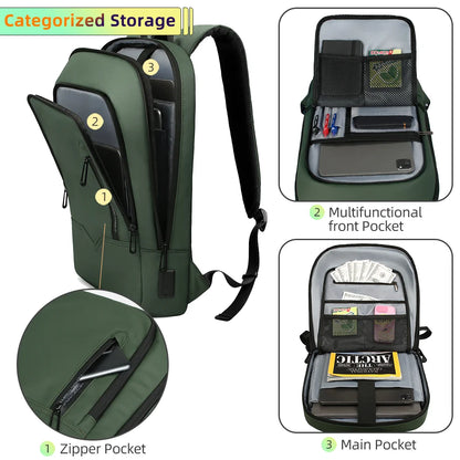 Heroic Knight Slim Business Backpack Men USB Port Multifunction Travel Backpack Waterproof 14 "15.6" BAG pro práci na vysoké škole