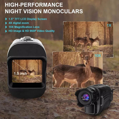 HD Infračervené nočné videnie zariadenia R7 5x Zoom Digitálny monokulárny ďalekohľad 1080p outdoorový fotoaparát s dňom a nočným dvojitým použitím na poľovníctvo