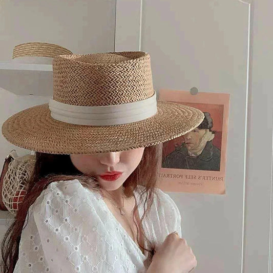 Primavera verano sombreros de paja transpirables para mujeres sombrero casual de fedora al aire libre