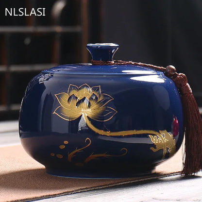 Large capacity Ceramics Tea Caddy Tieguanyin Tea Containers Travel Tea Box Storage Tank Sealed Tea Jar Coffee Spice Organizer