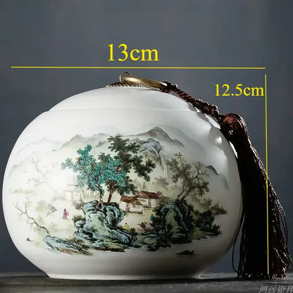 Large Capacity Ceramic Tea Caddy Portable Sealed Travel Tea Jar Candy Coffee Storage Spice Container Tea Boxes Storage Tank