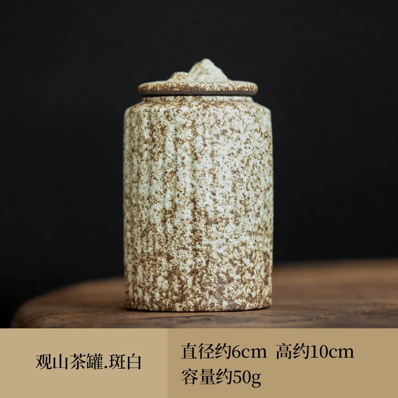 Rough Pottery Antique Tea Jar Ceramic Tea Caddy Moisture-proof Sealed Jar Storage Tank Teas Container Food Organizers Candy Jars