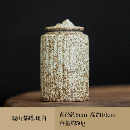 Rough Pottery Antique Tea Jar Ceramic Tea Caddy Moisture-proof Sealed Jar Storage Tank Teas Container Food Organizers Candy Jars