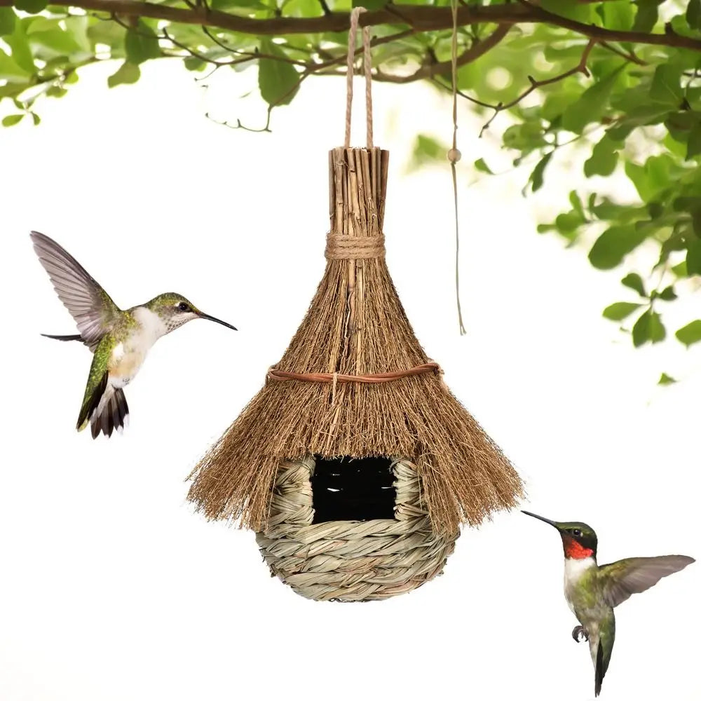 Závijateľná prírodná trávna vtáčie hniezdo Bird's hniezdo klietky Tvar Grass Bird House Ručne tkané tkaniny Hummingbird House Trávnik