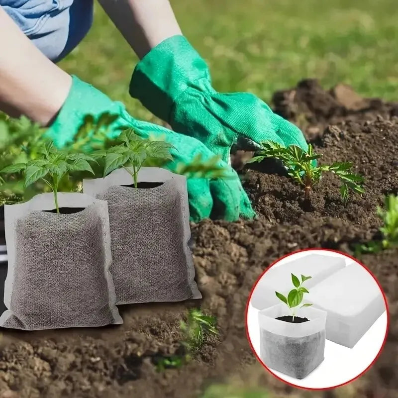 8x10cm 100 stk Bionedbrydelige frøplantesposer, ikke-vævede planter Growbags, stoffrøplanter Planter Pose, Home Garden Supply