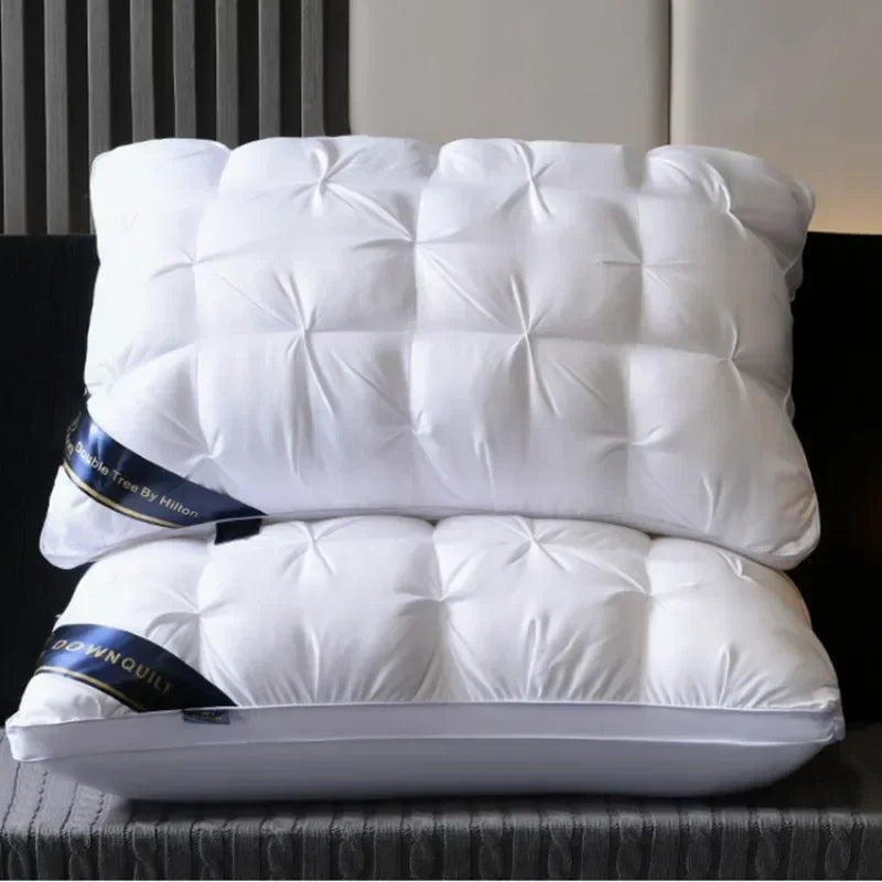 Almohadas de cama de ganso y plumas de lujo en 3D para ropa de cama para dormir 100% de algodón con soporte suave de relleno natural