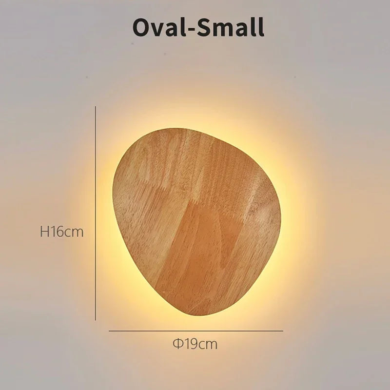 Circular LED Wall Lamp Wooden Modern Minimalist and Creative Home Lamp Bedroom Living Room Background Wall Decoration Lighting