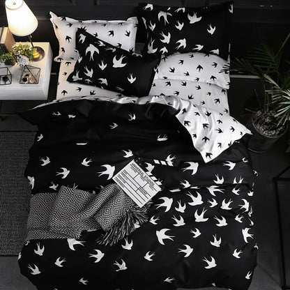 Pár fekete paplanhuzat párnahuzattal luxus modern vigasztaló ágynemű paplan borító queen/king dupla egyszemélyes ágy