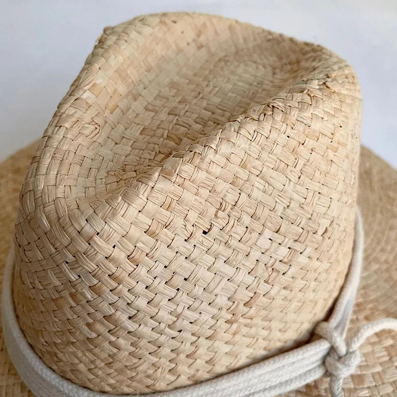 2023 új, széles körű, karimás női szalma kalap elég csavart szőtt panama kalap széles karkás Kentucky Derby Beach nyári naplemő Harley