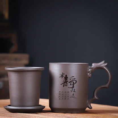 Chinese Yixing Purple Clay Teacups Raw Ore Handmade Master Cup Household Drinkware Chinese Teaware Supplies with Filter