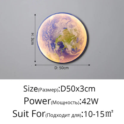 Nordic modern creative moon Earth LED wall lamp living room, bedroom study dining room decorative wall lamp/ceiling light