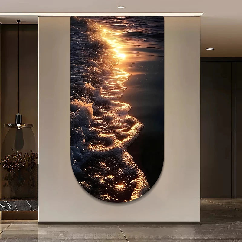 Ocean Wave Entrance Entrance Decoration Painting Led Home Interior Decoration Tableau Decoration Mural Wall Lamp Led Lights